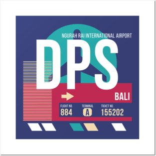 Bali, Indonesia (DPS) Airport Code Baggage Tag E Posters and Art